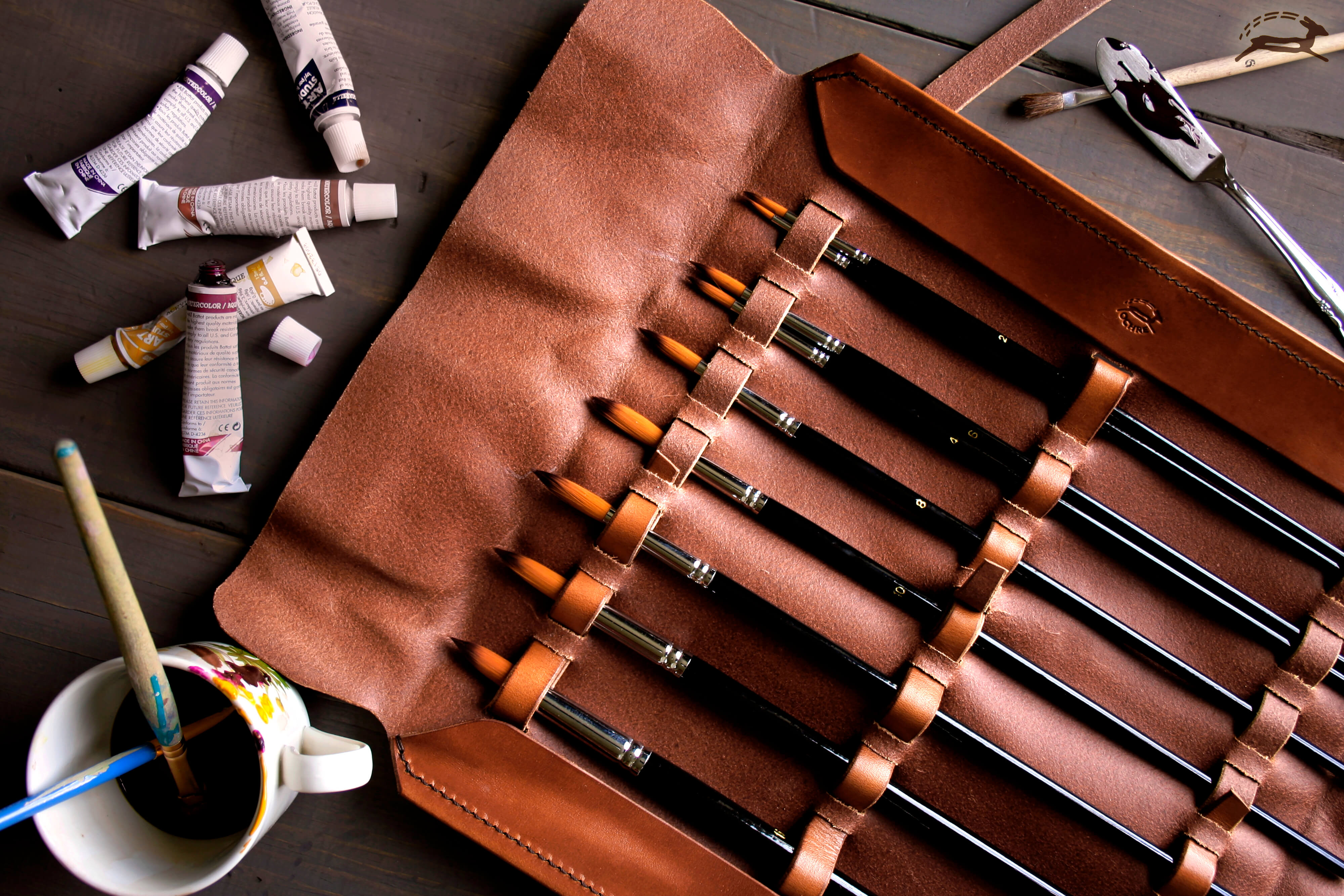 Artist's Pantbrush Set Leather - OCHRE handcrafted