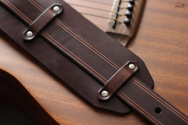 Dark Brown Leather Guitar Strap - OCHRE handcrafted