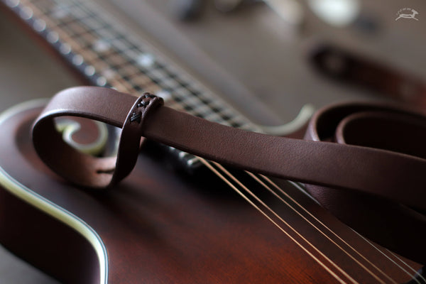 Dark Brown Leather Mandolin Strap - OCHRE handcrafted