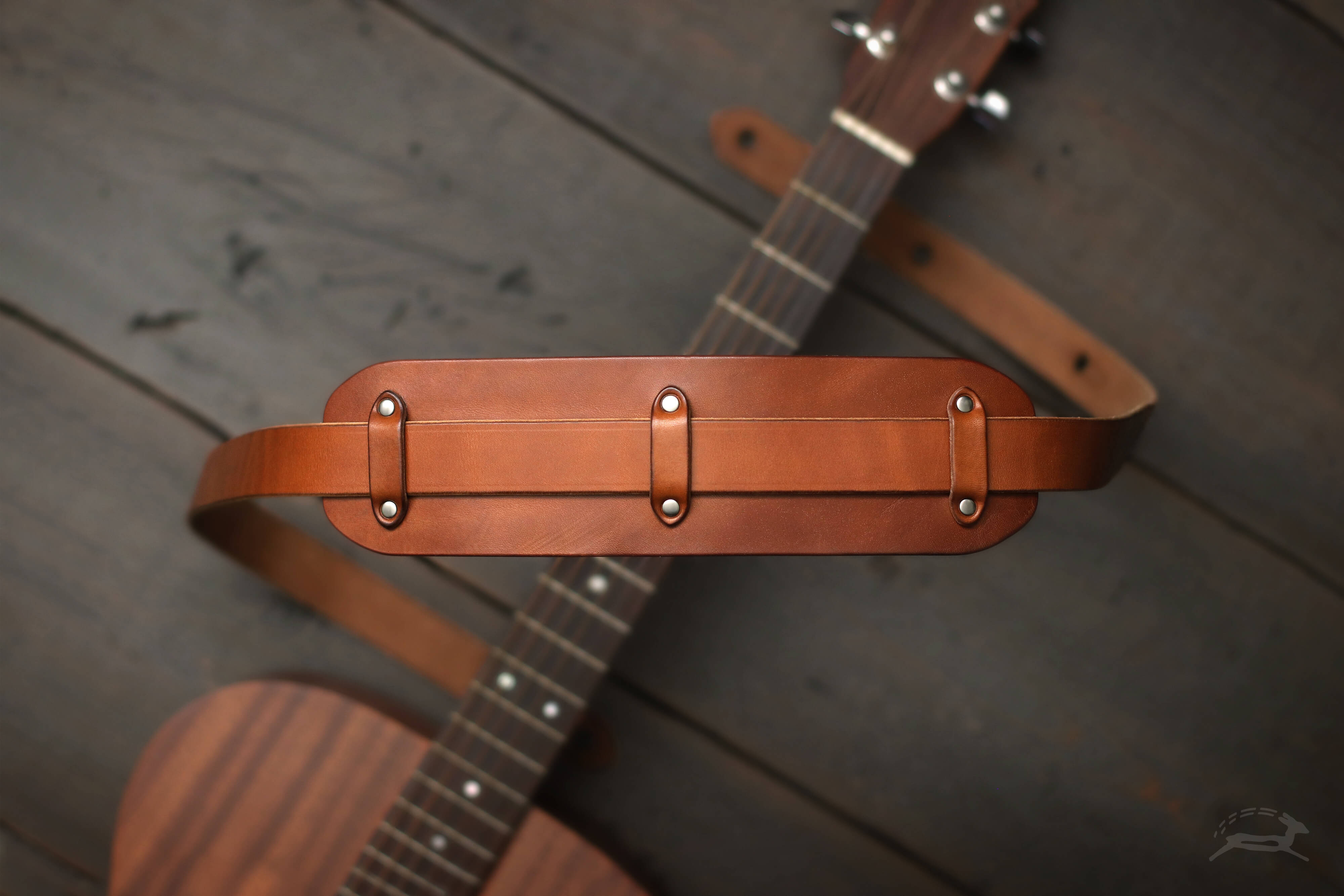 Handcrafted Leather Guitar Strap - BOLD style - OCHRE handcrafted