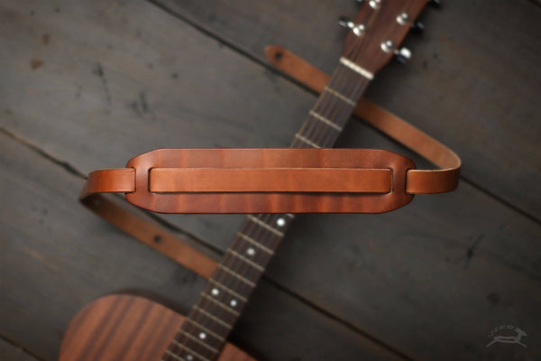 Handcrafted Leather Guitar Strap - FOLK style - OCHRE handcrafted