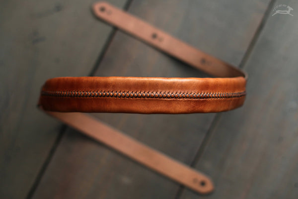Handcrafted Leather Guitar Strap - XPAD style - OCHRE handcrafted