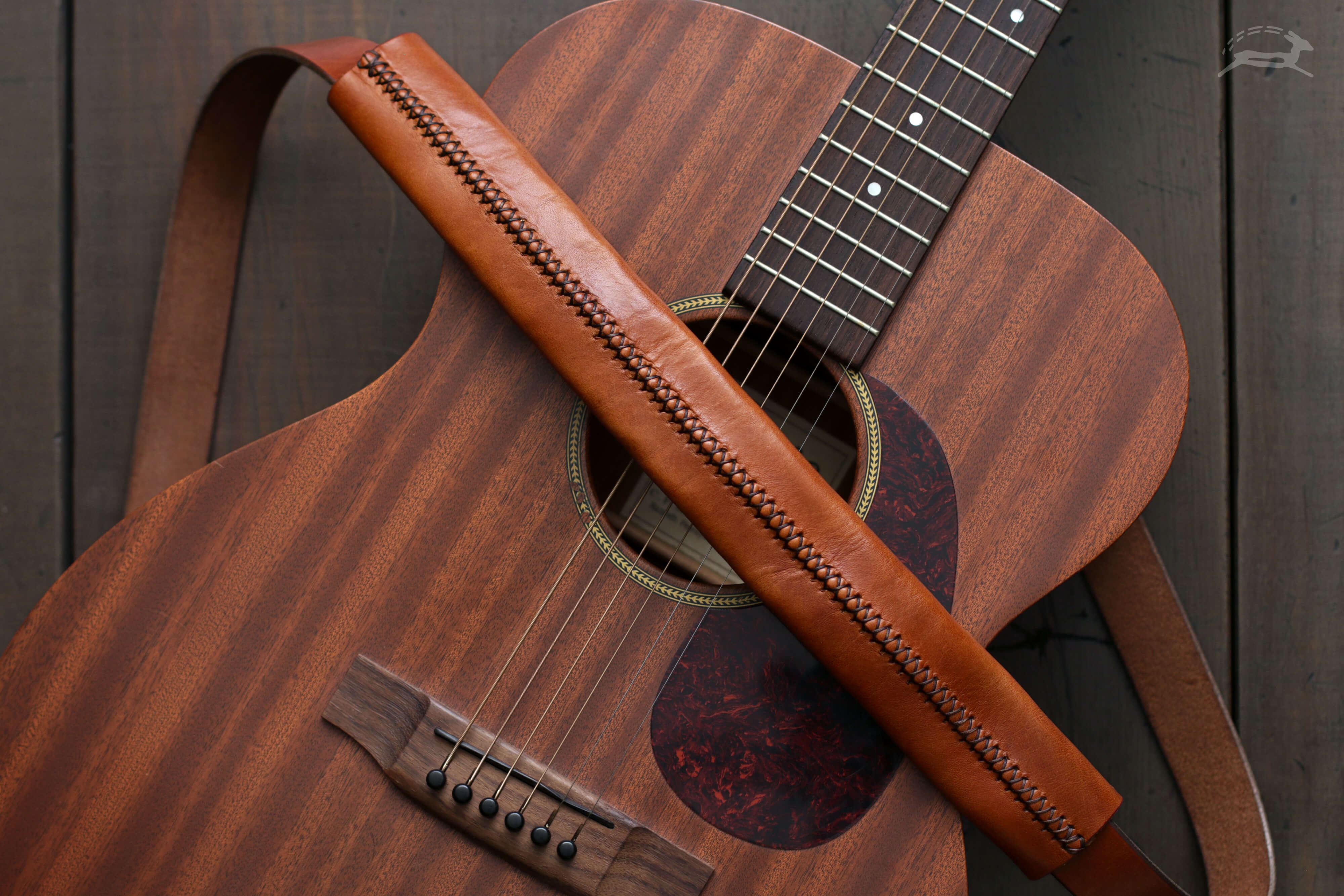 Leather Guitar Strap with Martin 00015 - OCHRE handcrafted