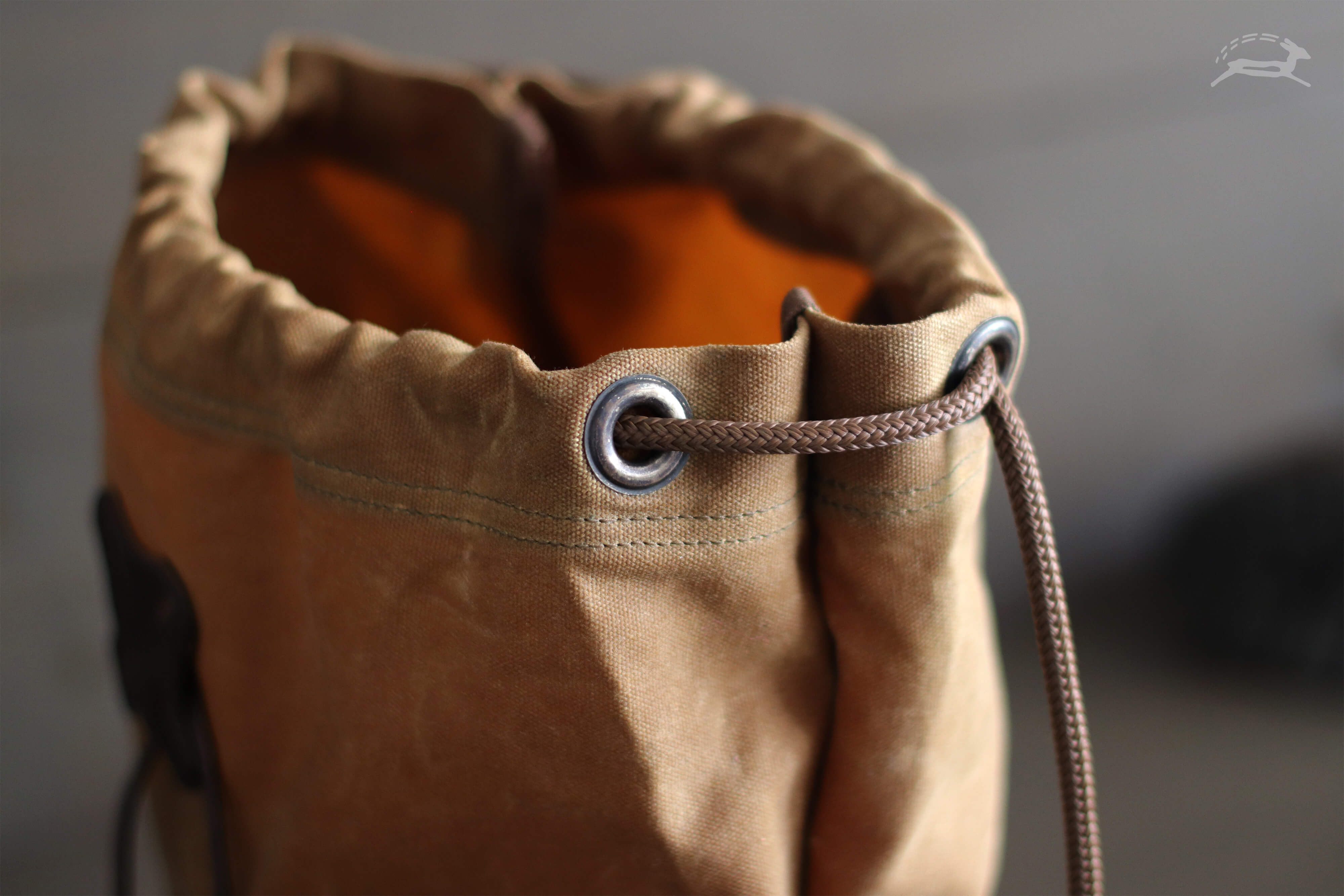 Tan Canvas backpack with Drawstring Closure - OCHRE handcrafted