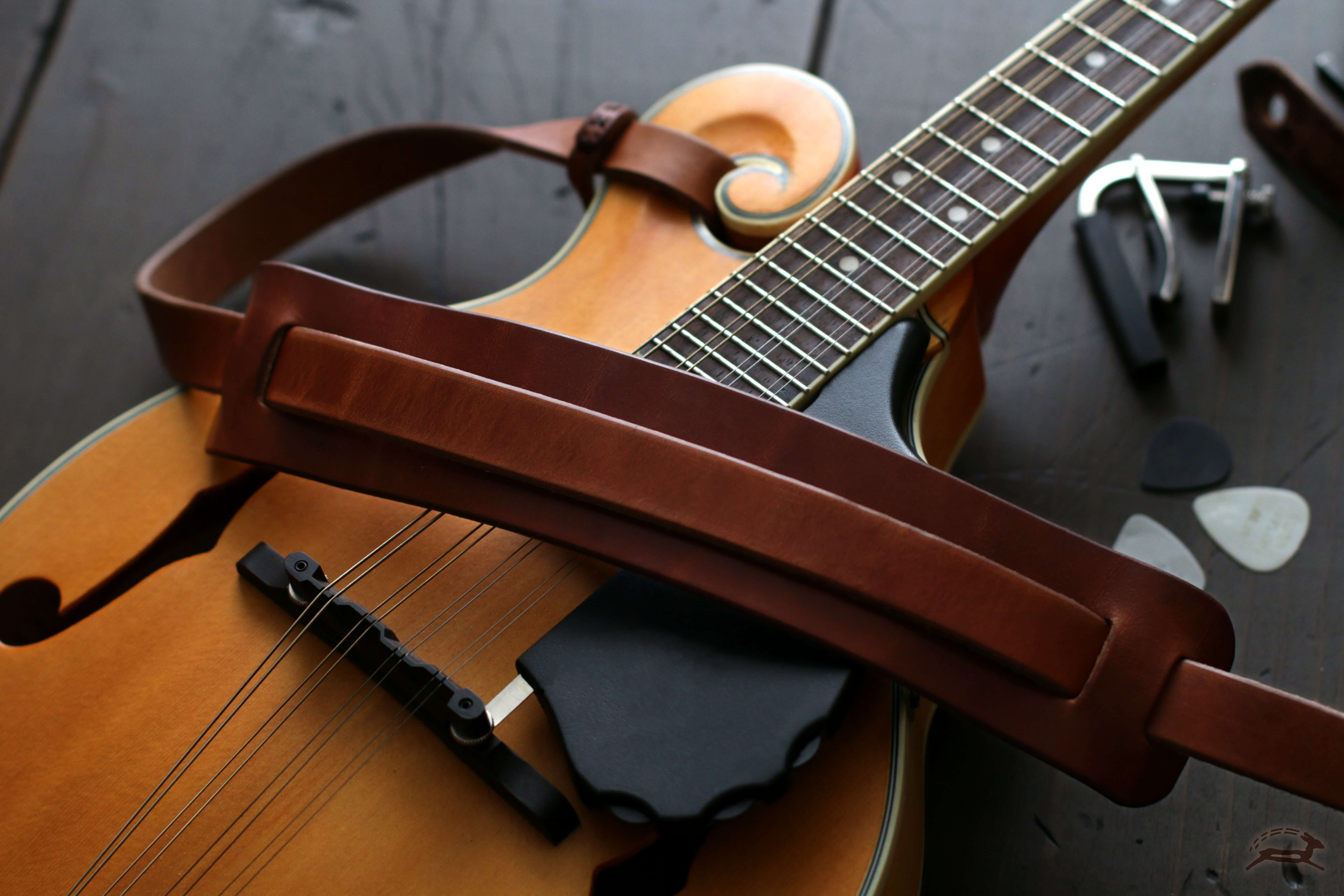 Tan Leather Mandolin Strap - OCHRE handcrafted